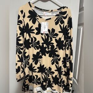LuLaRoe Floral Black and Tan Women's Top Small